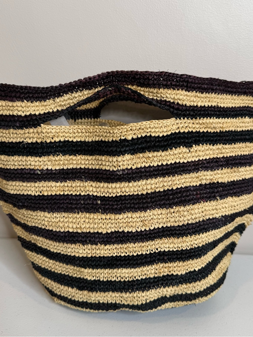 Striped Raffia Tote Bag